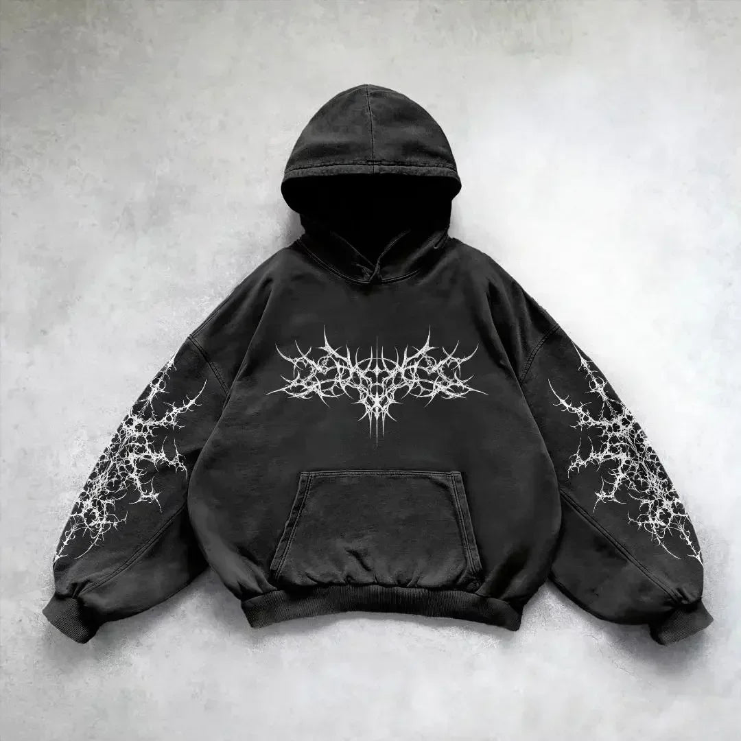 2000S Zipper Hoodie Retro Fashion Print New Harajuku Hip-Hop Jacket Loose Hooded Sweatshirt Street Clothing for Men and Women