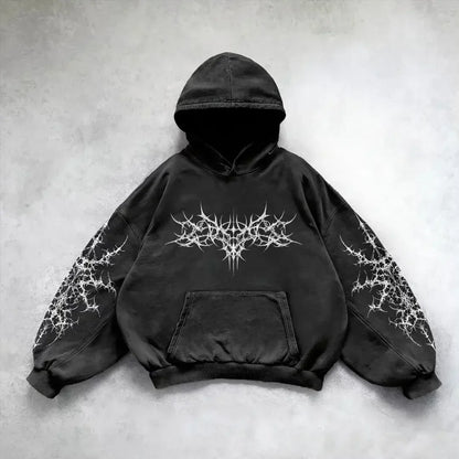 2000S Zipper Hoodie Retro Fashion Print New Harajuku Hip-Hop Jacket Loose Hooded Sweatshirt Street Clothing for Men and Women