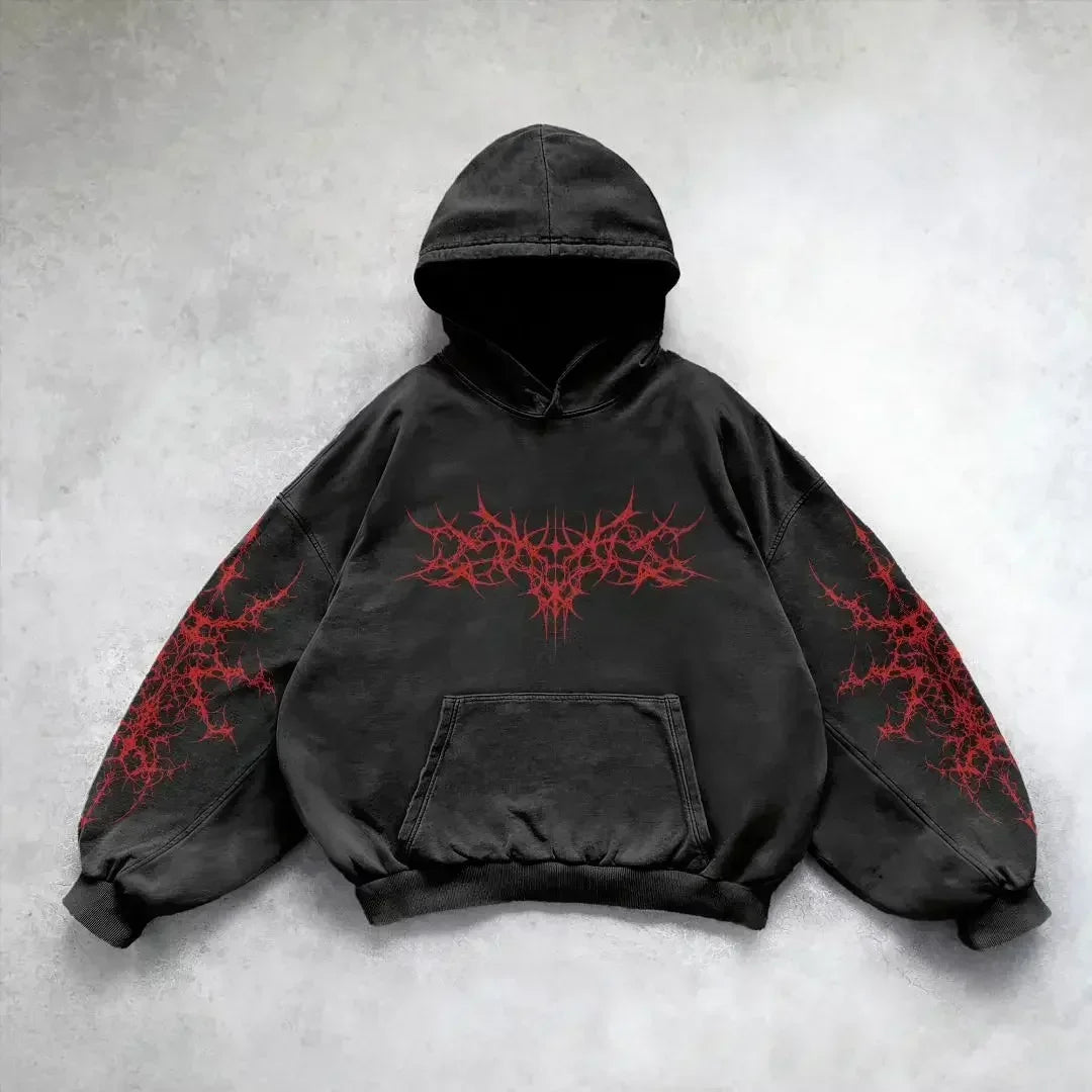 2000S Zipper Hoodie Retro Fashion Print New Harajuku Hip-Hop Jacket Loose Hooded Sweatshirt Street Clothing for Men and Women