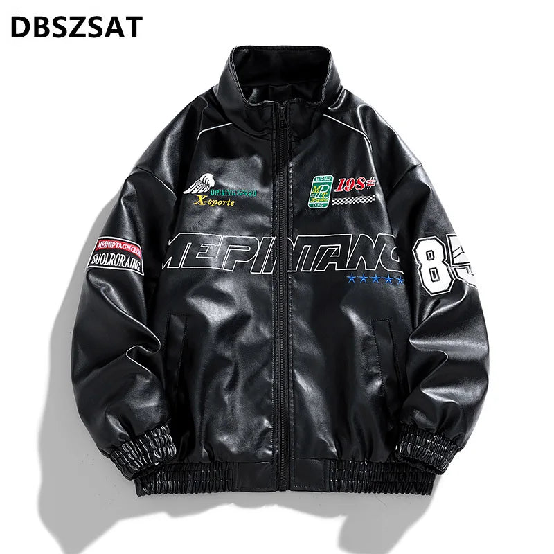 Leather Jacket Men Winter 2025 Motorcycle PU Leather Jacket Mens Stand Collar Casual Windbreaker Ropa De Hombre Slim Coat 7XL
