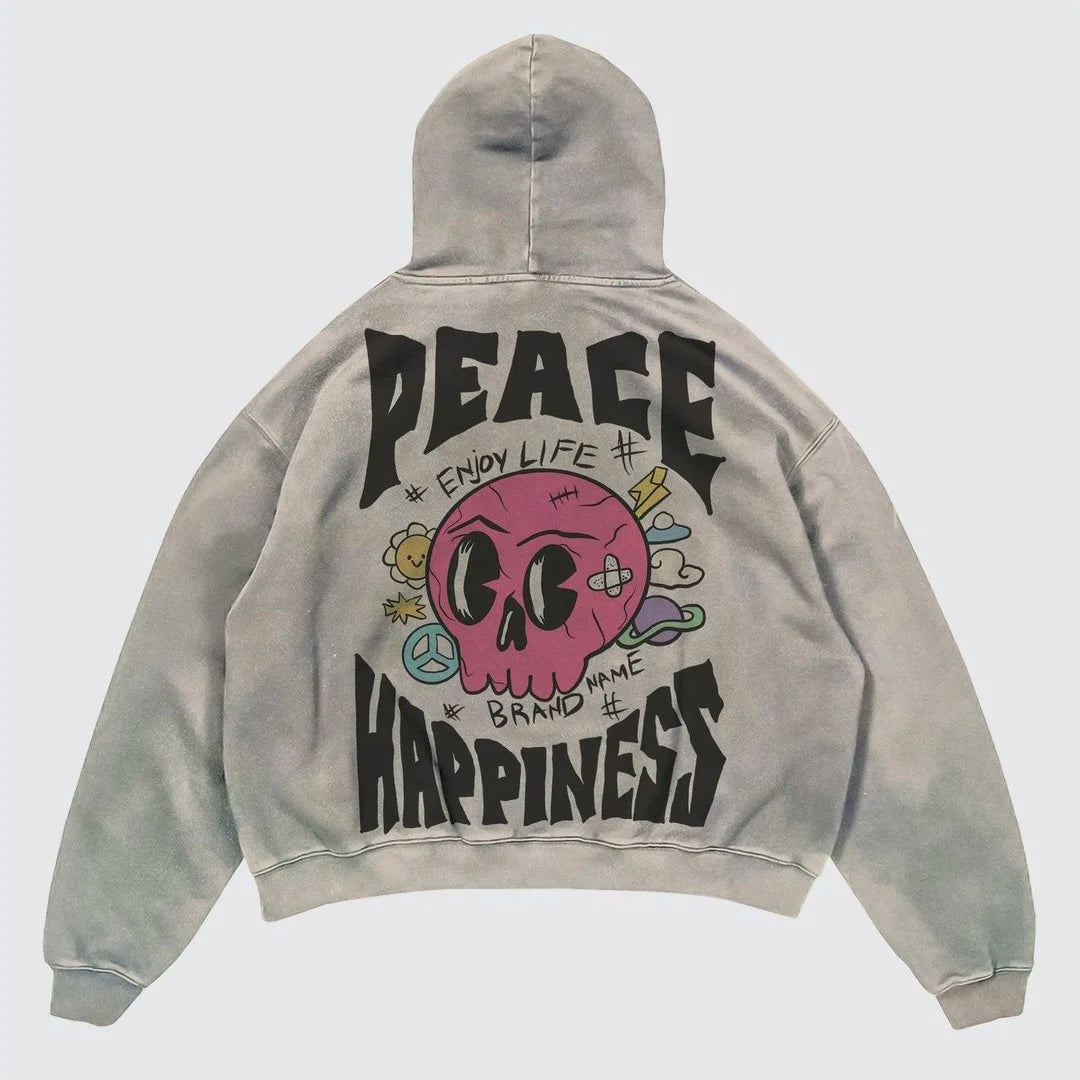 Street Y2K Letter Printed Long-Sleeved Hoodie Couples Hip-Hop Street Punk Wind Loose Fashion Oversized Hoodies Harajuku Goth Top