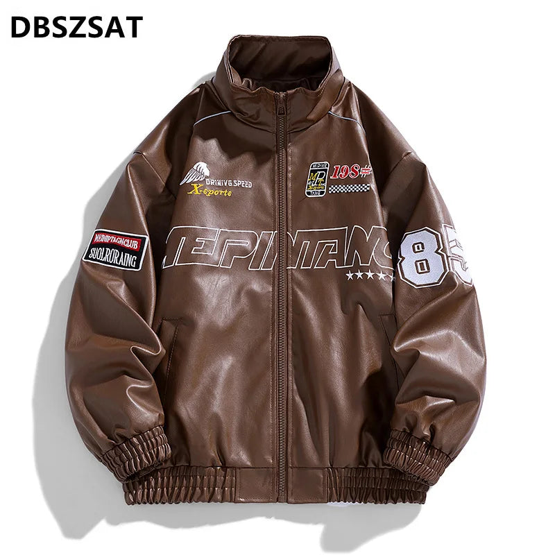 Leather Jacket Men Winter 2025 Motorcycle PU Leather Jacket Mens Stand Collar Casual Windbreaker Ropa De Hombre Slim Coat 7XL