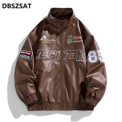Leather Jacket Men Winter 2025 Motorcycle PU Leather Jacket Mens Stand Collar Casual Windbreaker Ropa De Hombre Slim Coat 7XL
